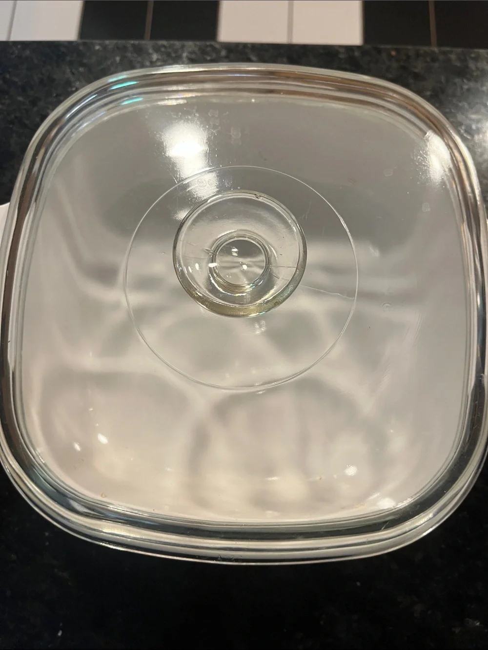 Vintage corringware Casserole with Multicolor Vegetable Pattern w Glass Lid